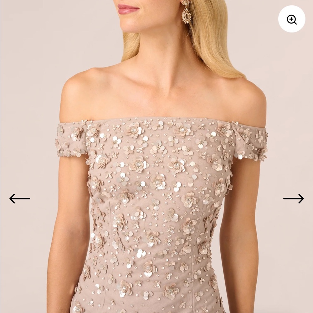 Adrianna Papell NWT off shoulder size 14 gown - Picture 4 of 16